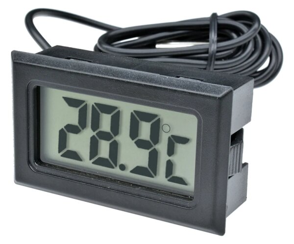Termometru electronic cu sonda impermeabila, afisaj LCD, negru