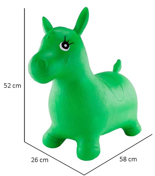 Calut gonflabil din cauciuc, jucarie pentru sarit, verde, 58x26x52 cm