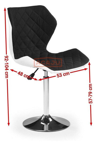 Scaun bar Matrix 2, negru/crom, piele ecologica/stofa/otel, 48x53x92/1