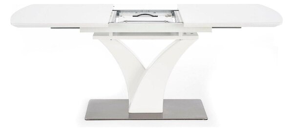 Masa extensibila PALERMO, alb, sticla/otel, 140/180x80x75 cm