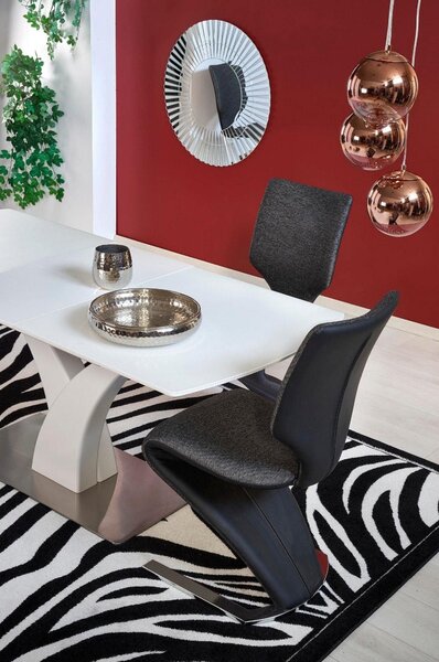 Masa extensibila PALERMO, alb, sticla/otel, 140/180x80x75 cm