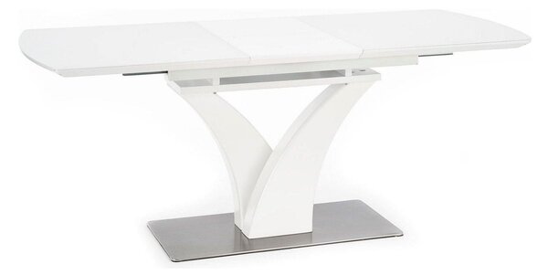 Masa extensibila PALERMO, alb, sticla/otel, 140/180x80x75 cm