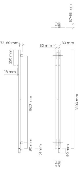 Oltens Stang (s) încălzitor electric 180x8 cm grafit 55123400