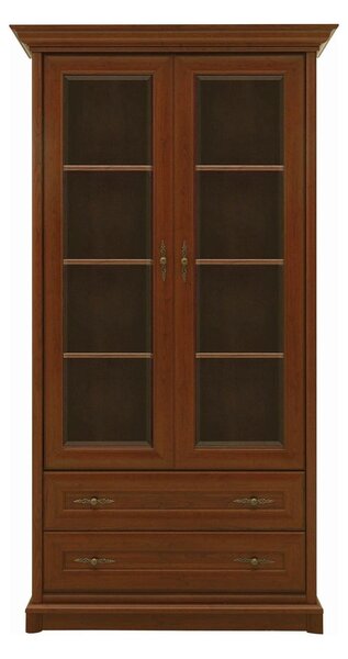Vitrina pentru living KENT, castan, PAL/sticla securizata, 110x43x205