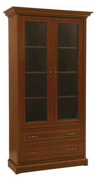 Vitrina pentru living KENT, castan, PAL/sticla securizata, 110x43x205