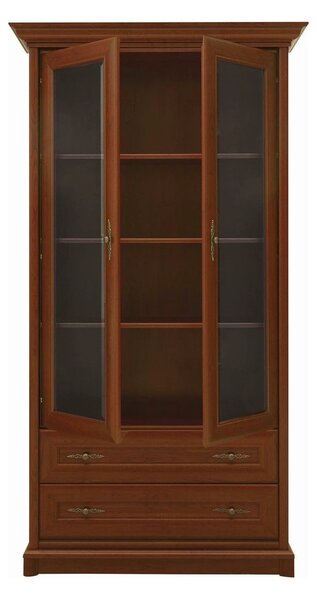 Vitrina pentru living KENT, castan, PAL/sticla securizata, 110x43x205