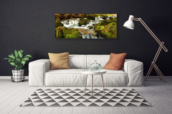 Tablou pe panza canvas Cascada Rocks Natura Alb Verde