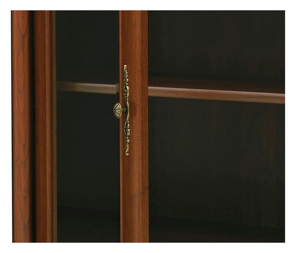Vitrina pentru living KENT, castan, PAL/sticla securizata, 110x43x205