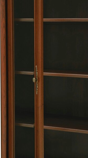Vitrina pentru living KENT, castan, PAL/sticla securizata, 110x43x205