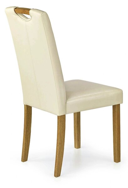 Scaun living Caro, crem/fag, piele ecologica/lemn de cauciuc, 42x58x96