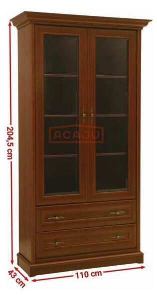 Vitrina pentru living KENT, castan, PAL/sticla securizata, 110x43x205