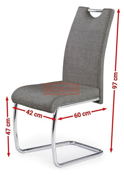 Scaun bucatarie K349, gri/crom, stofa clasica/metal, 42X60X97 CM