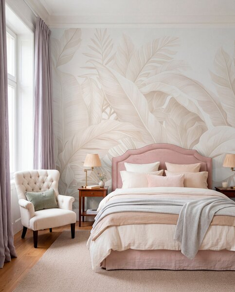 Tapet Frunze tropicale în stil vintage, Fototapet Natură, Fototapet Foi de palmier, w05518 : Uwalls.ro