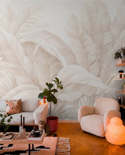 Tapet Frunze tropicale în stil vintage, Fototapet Natură, Fototapet Foi de palmier, w05518 : Uwalls.ro