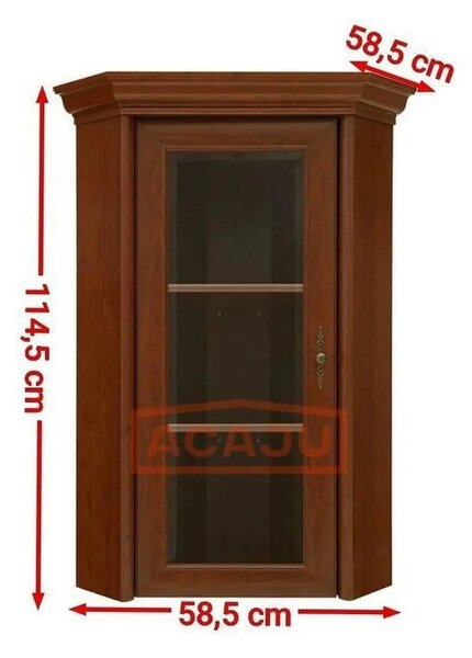 Vitrina KENT ENAD1WN, castan, PAL/sticla securizata, 59x59x115 cm