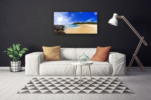 Tablou pe panza canvas Sun Sea Beach Peisaj Galben Albastru Maro