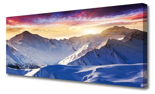 Tablou pe panza canvas Munții Peisaj Alb Albastru