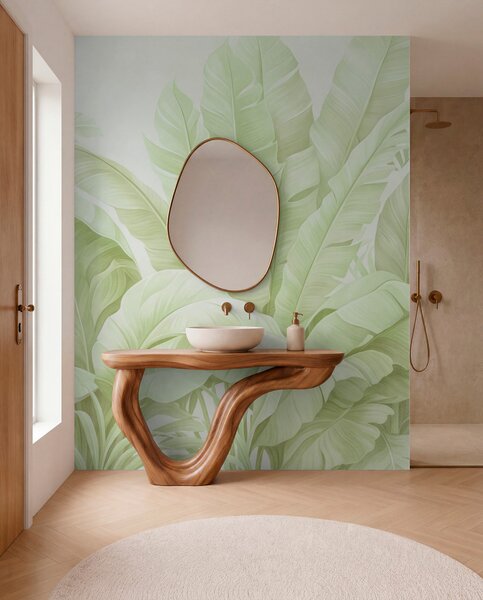 Tapet Frunze tropicale în stil vintage, Fototapet Natură, Fototapet Foi de palmier, w05518v1 : Uwalls.ro
