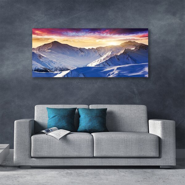 Tablou pe panza canvas Munții Peisaj Alb Albastru