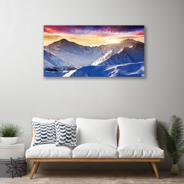 Tablou pe panza canvas Munții Peisaj Alb Albastru