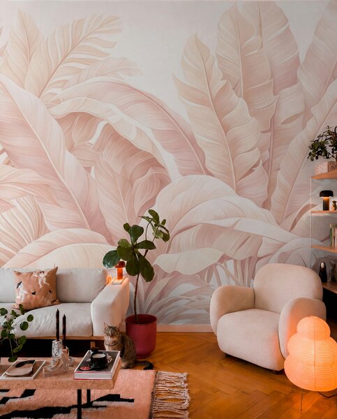 Tapet Frunze tropicale în stil vintage, Fototapet Natură, Fototapet Foi de palmier, w05518v2 : Uwalls.ro