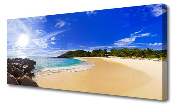 Tablou pe panza canvas Sun Sea Beach Peisaj Galben Albastru Maro