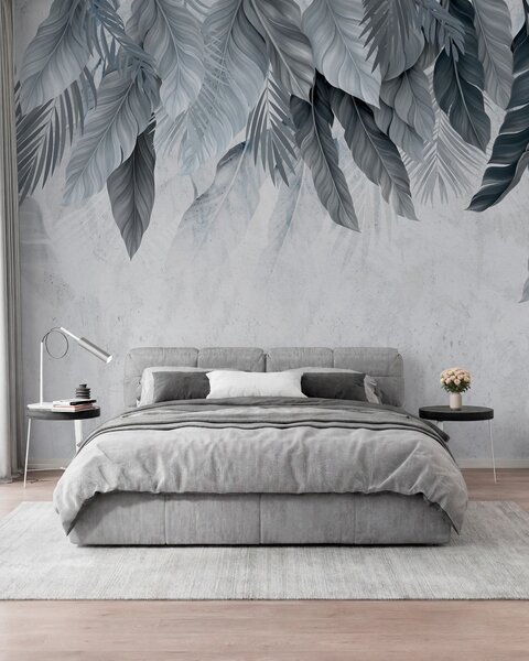 Tapet Frunze tropicale atârnate pe beton, Fototapet Natură, Fototapet Frunze, w05521v1 : Uwalls.ro
