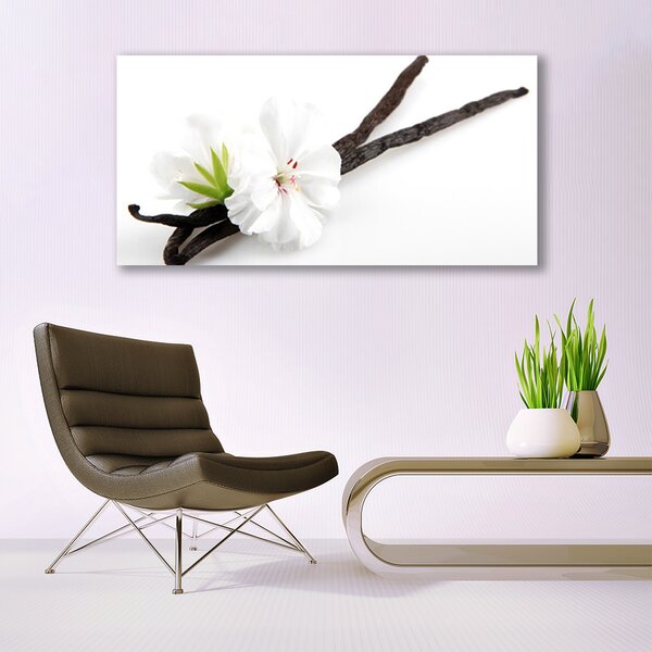 Tablou pe sticla Florale flori albe