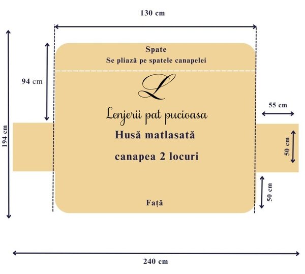 Cuvertura matlasata canapea 2 locuri doua fețe – LIGHT AQUA