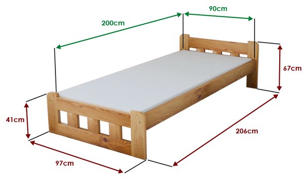 Pat de o persoana inalt Naomi 90x200 cm, arin Saltele: Fara saltea, Somiera pat: Fara somiera