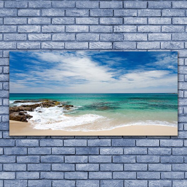 Tablou pe panza canvas Sea Beach Peisaj Alb Albastru