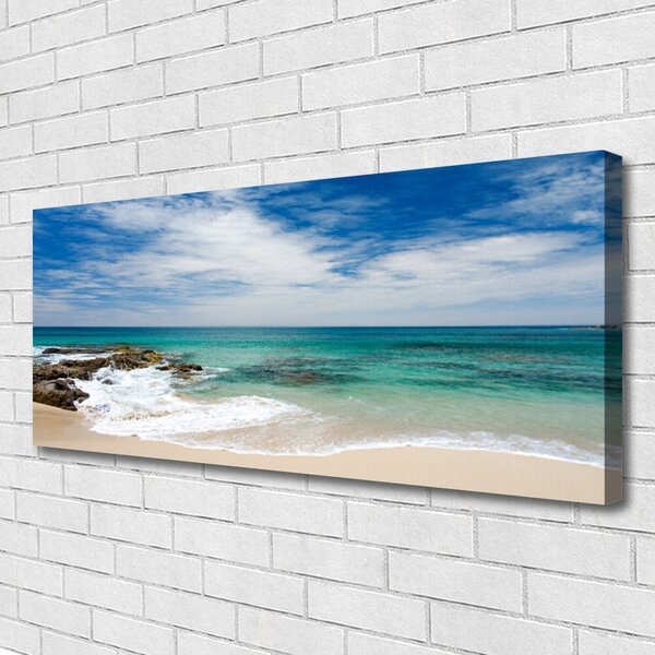Tablou pe panza canvas Sea Beach Peisaj Alb Albastru
