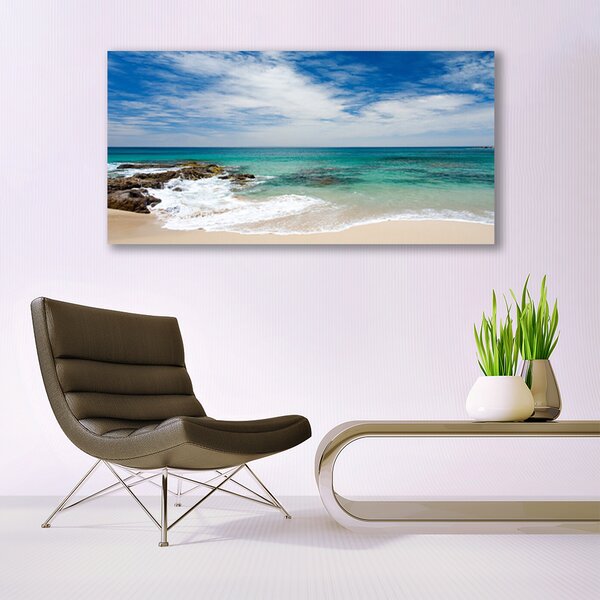 Tablou pe panza canvas Sea Beach Peisaj Alb Albastru