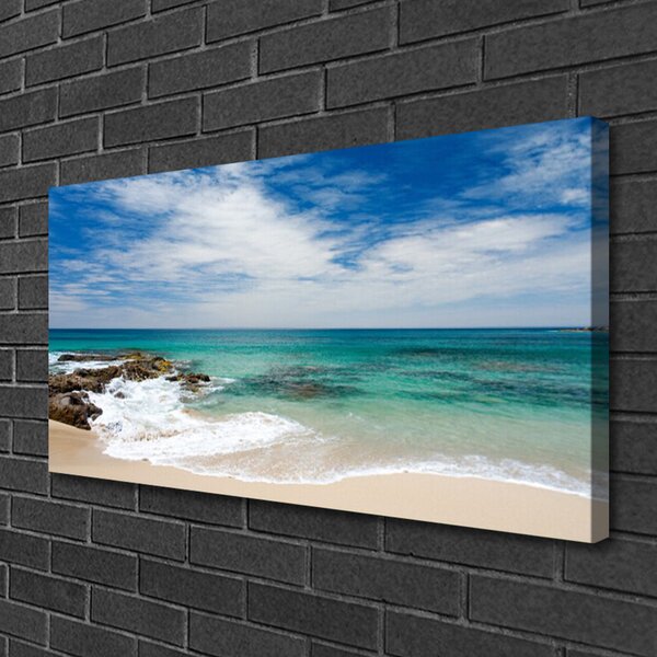 Tablou pe panza canvas Sea Beach Peisaj Alb Albastru
