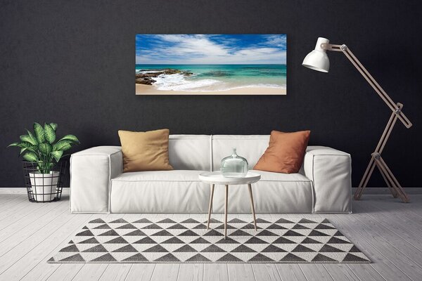 Tablou pe panza canvas Sea Beach Peisaj Alb Albastru