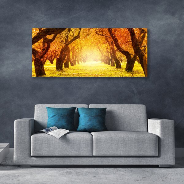 Tablou pe panza canvas Forest Potecă Natura Maro Galben