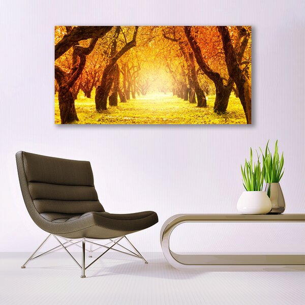 Tablou pe panza canvas Forest Potecă Natura Maro Galben