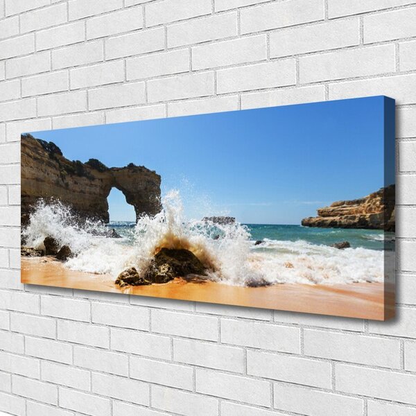 Tablou pe panza canvas Sea Beach Peisaj Brun Alb Galben