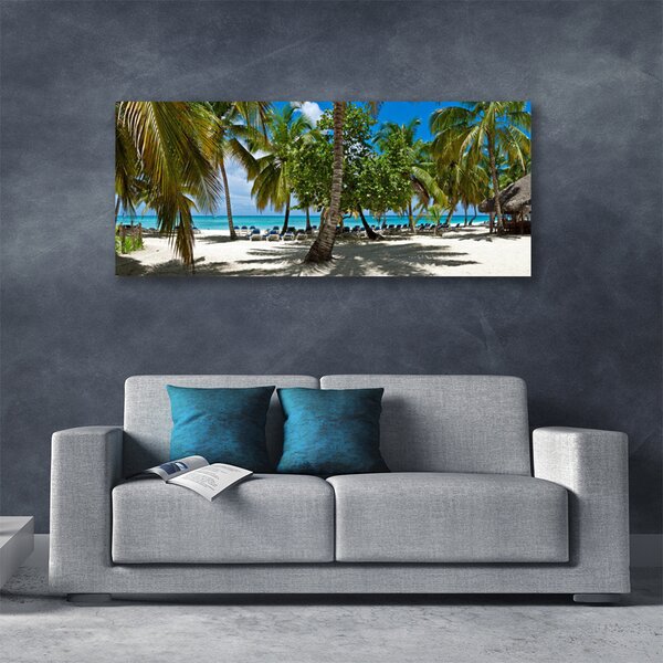 Tablou pe panza canvas Palm Beach Copaci Peisaj Brun Verde