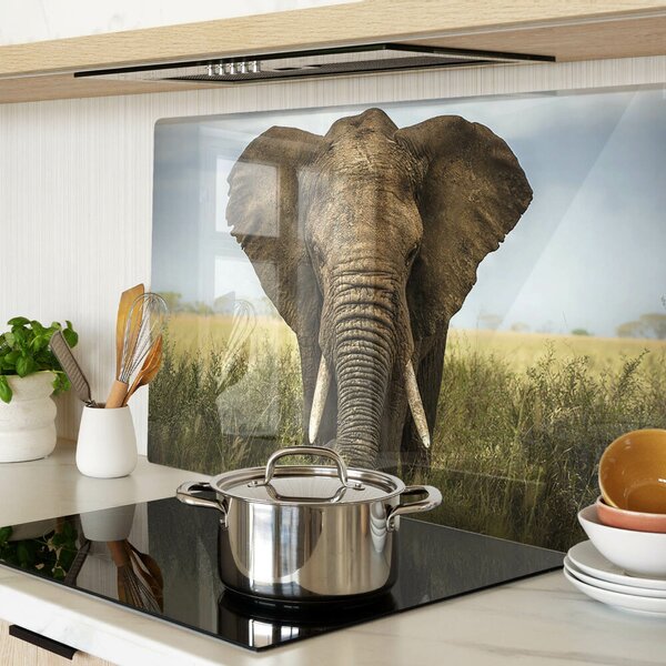 Tocător sticlă Un elefant pe fundalul savanei africane