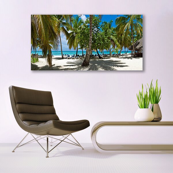 Tablou pe panza canvas Palm Beach Copaci Peisaj Brun Verde