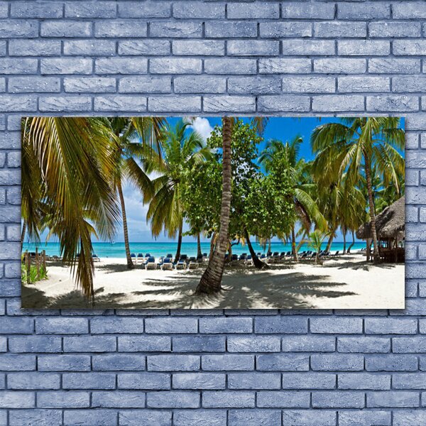 Tablou pe panza canvas Palm Beach Copaci Peisaj Brun Verde