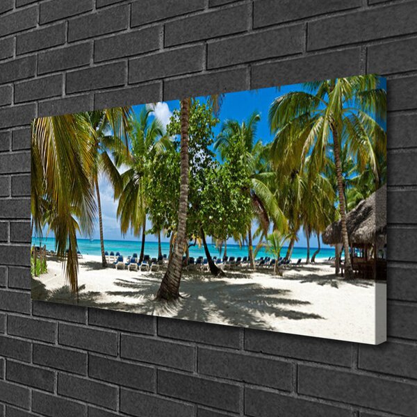 Tablou pe panza canvas Palm Beach Copaci Peisaj Brun Verde