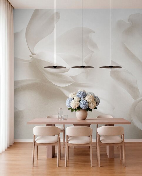 Tapet Flori de magnolie albe, cu textură și petale delicate, pe un fundal deschis, estompat, Fototapet 3D, Fototapet 3D Flori, w09771 : Uwalls.ro