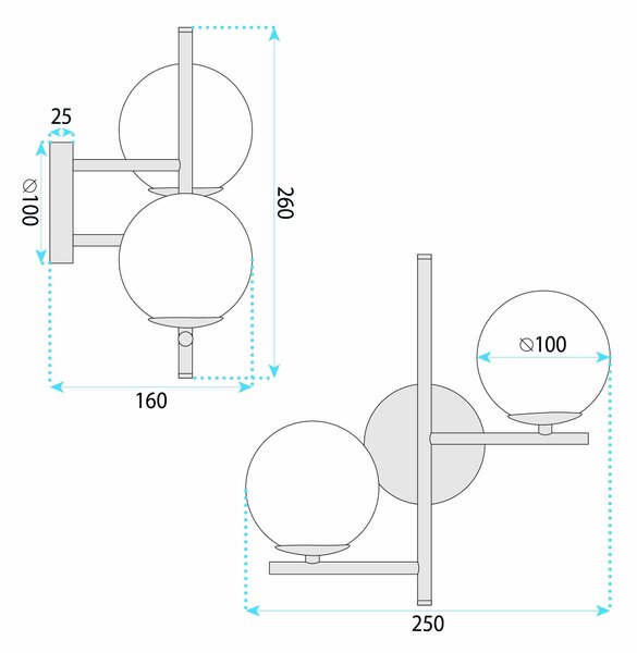 Lampa de perete APP1170-2W Black