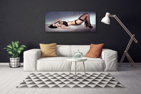 Tablou pe panza canvas Femeia Oameni Negru Bej