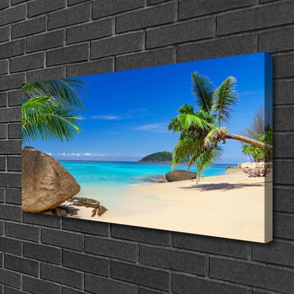 Tablou pe panza canvas Plaja Sea Stones Peisaj Maro Gri Albastru