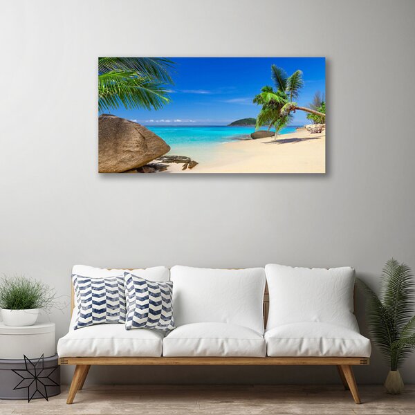 Tablou pe panza canvas Plaja Sea Stones Peisaj Maro Gri Albastru