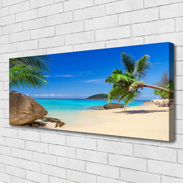 Tablou pe panza canvas Plaja Sea Stones Peisaj Maro Gri Albastru