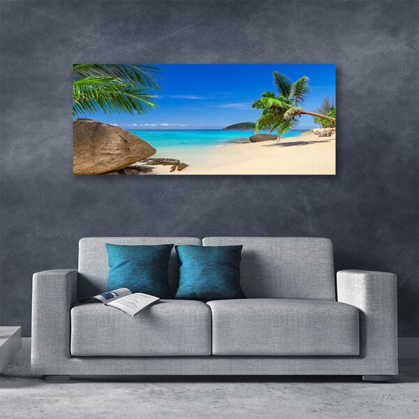 Tablou pe panza canvas Plaja Sea Stones Peisaj Maro Gri Albastru